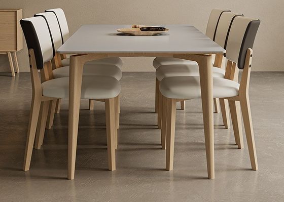 Sillones de comedor de hotel W47*D48*H86CM Morden Nordic PU Sillón de madera de cuero para muebles de comedor tapizado