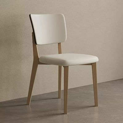 Sillones de comedor de hotel W47*D48*H86CM Morden Nordic PU Sillón de madera de cuero para muebles de comedor tapizado