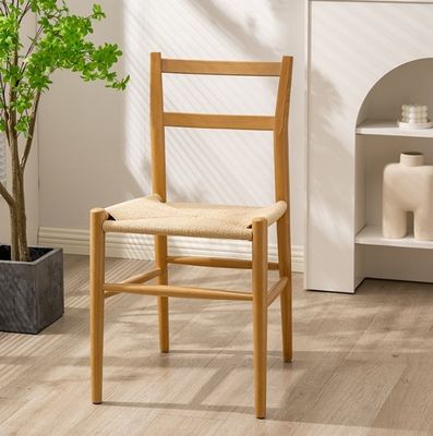 Silla de comedor de madera resistente con cojín de cordón tejido La adición perfecta a su escritorio de estudio y café de ocio