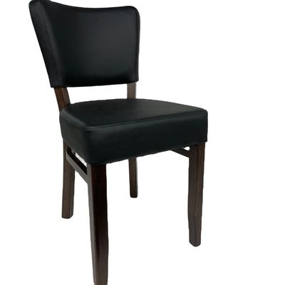 Tejido nórdico de cuero de PU Banquete Hotel Restaurante Evento Silla de comedor de madera con patas de madera y acabado de pintura NC / PU