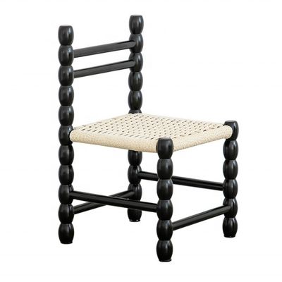 Asiento de cuerda tejida tradicional y silla de comedor de madera sólida para sus necesidades de negocio de restaurante