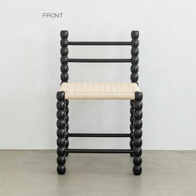 Asiento de cuerda tejida tradicional y silla de comedor de madera sólida para sus necesidades de negocio de restaurante
