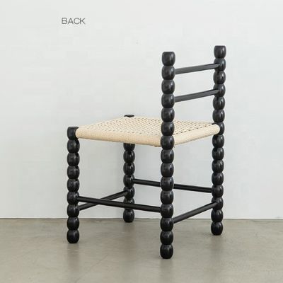 Asiento de cuerda tejida tradicional y silla de comedor de madera sólida para sus necesidades de negocio de restaurante