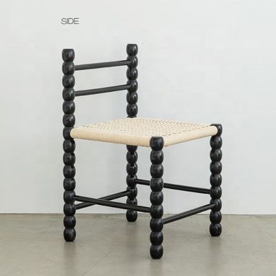 Asiento de cuerda tejida tradicional y silla de comedor de madera sólida para sus necesidades de negocio de restaurante