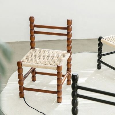 Asiento de cuerda tejida tradicional y silla de comedor de madera sólida para sus necesidades de negocio de restaurante