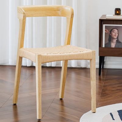 Se acepta silla de restaurante de madera sólida moderna con asiento de cuerda y logotipo personalizado