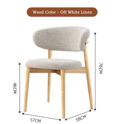 Muebles de comedor Color personalizado Diseño tradicional silla de madera de nuez con tela de lino blanco y respaldo curvo