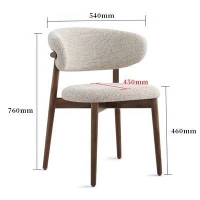 Muebles de comedor Color personalizado Diseño tradicional silla de madera de nuez con tela de lino blanco y respaldo curvo