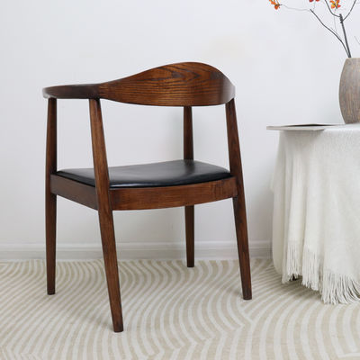 Sillón presidencial de madera de ceniza sólida de diseño nórdico para muebles de restaurante