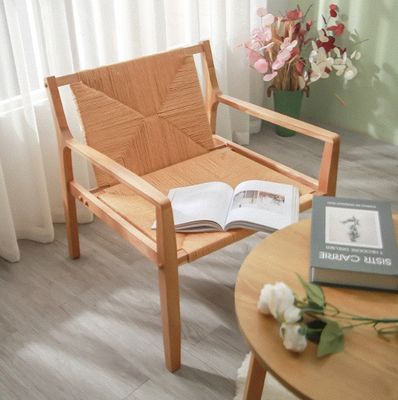 Diseño natural de madera de roble tejido de cordón de reposabrazos de sofá sillas para cocina muebles de madera maciza en estilo de cocina