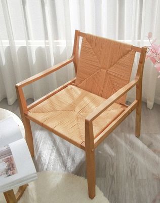 Diseño natural de madera de roble tejido de cordón de reposabrazos de sofá sillas para cocina muebles de madera maciza en estilo de cocina