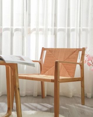 Diseño natural de madera de roble tejido de cordón de reposabrazos de sofá sillas para cocina muebles de madera maciza en estilo de cocina