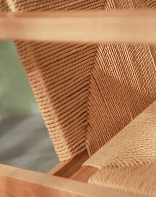 Diseño natural de madera de roble tejido de cordón de reposabrazos de sofá sillas para cocina muebles de madera maciza en estilo de cocina