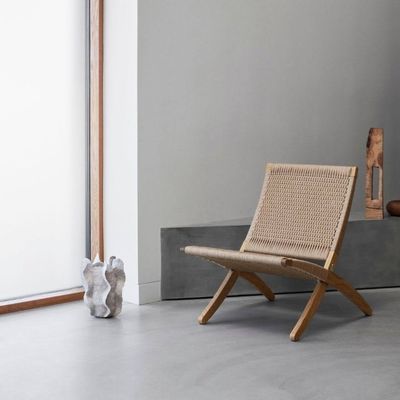 Silla de comedor salón nórdico silla de madera sólida diseño clásico cuerda tejida no plegable
