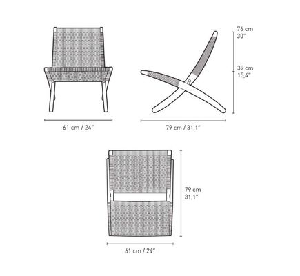 Silla de comedor salón nórdico silla de madera sólida diseño clásico cuerda tejida no plegable