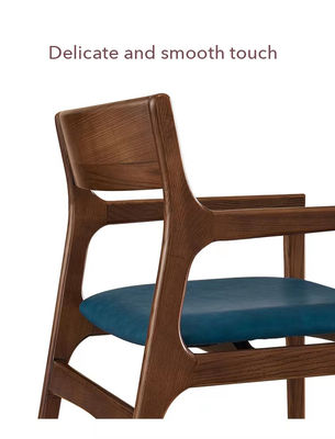 Silla de cuero de PU de diseño de madera moderna para comedor de hotel sillas de madera maciza