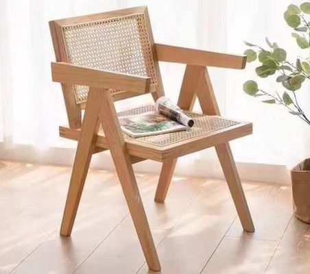 Madera de color negro / de madera de nuez Madera sólida con silla de ratán para muebles de comedor de estilo moderno