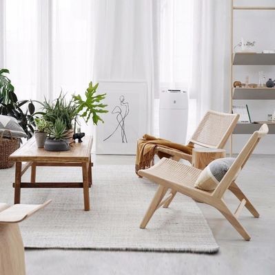 Silla de comedor de madera de estilo moderno y silla de salón de ratán W65*D80*H69CM para decoración moderna de edificios de oficinas
