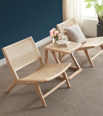 Silla de comedor de madera de estilo moderno y silla de salón de ratán W65*D80*H69CM para decoración moderna de edificios de oficinas