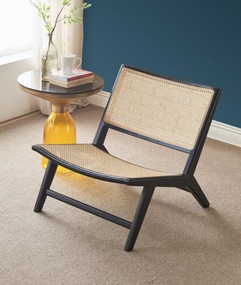 Silla de comedor de madera de estilo moderno y silla de salón de ratán W65*D80*H69CM para decoración moderna de edificios de oficinas