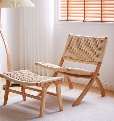 Silla de sala de estar de madera natural tejida con cordón La combinación perfecta de estilo y función en Londres