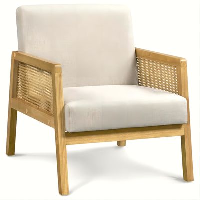 Salón moderno Silla de lujo Muebles Sofá de madera Silla con tela de lujo Terciopelo y ratán en color popular de la naturaleza