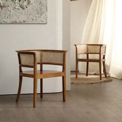 Inicio Muebles Morden Nordic Tejido de caña Negro Rarran Silla de descanso Silla de madera Vicker para hoteles sillas de comedor tapizadas