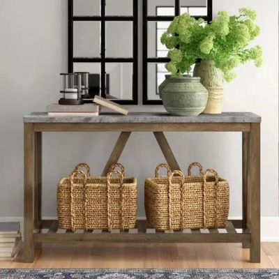 Embalaje de correo Diseño moderno Mesa de porche de madera pura Estante simple Mesa rectangular