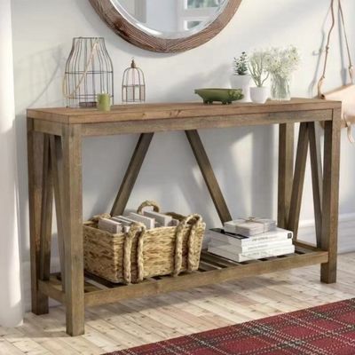 Embalaje de correo Diseño moderno Mesa de porche de madera pura Estante simple Mesa rectangular