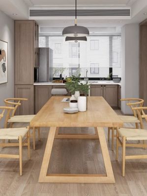 Muebles modernos de mesa de comedor de madera sólida para comedor y cocina L120*W70*H75CM