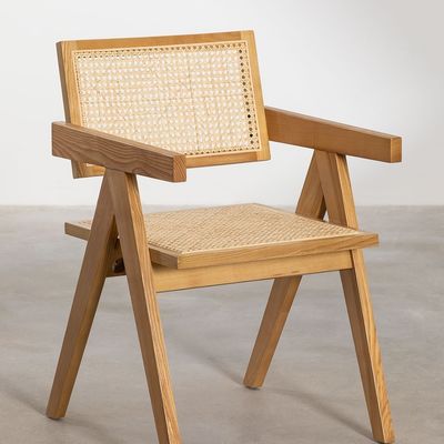 Silla de comedor plegable de ratán natural para eventos y muebles para el hogar madera de ceniza moderna