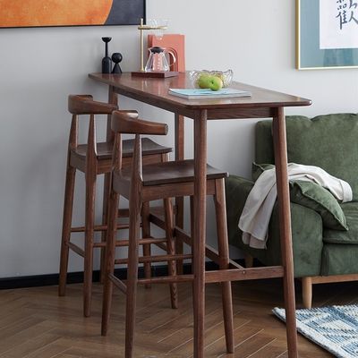 Popular taburete de bar de madera de color nuez para comedor de madera maciza silla en el restaurante