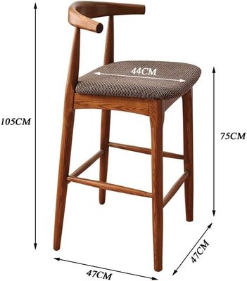 Popular taburete de bar de madera de color nuez para comedor de madera maciza silla en el restaurante