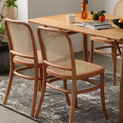 Silla de comedor de madera maciza de rotín para muebles de comedor W47.4CM*D44.6CM*H83.5CM