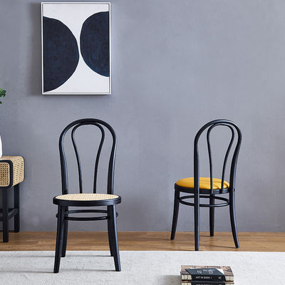 Diseños personalizados tejidos de ratan natural de madera sólida sillas de comedor Muebles para restaurantes modernos
