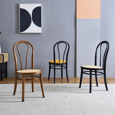 Diseños personalizados tejidos de ratan natural de madera sólida sillas de comedor Muebles para restaurantes modernos