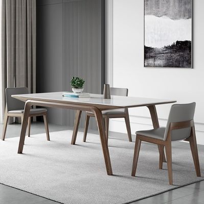 Simple luz de lujo de madera sólida mesa de comedor conjunto para interiores modernos y elegantes