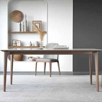 Muebles de comedor Conjunto de mesa de comedor de madera con material de cubierta de efecto mármol