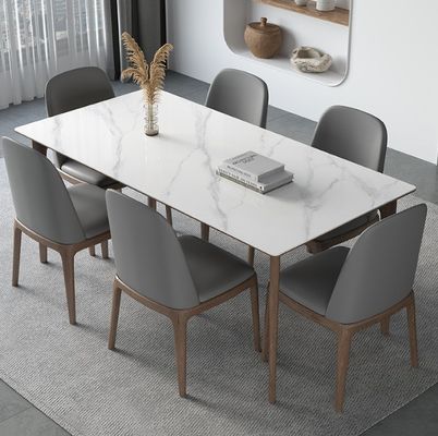 Muebles de comedor Conjunto de mesa de comedor de madera con material de cubierta de efecto mármol