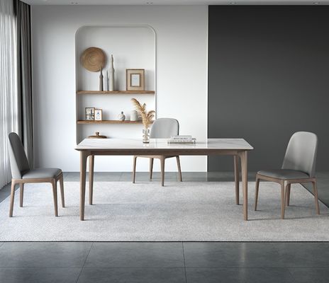 Muebles de comedor Conjunto de mesa de comedor de madera con material de cubierta de efecto mármol