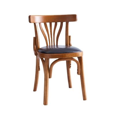 Hotel Restaurante Silla de comedor sin brazos de madera con cubierta de cuero de PU y estructura de madera