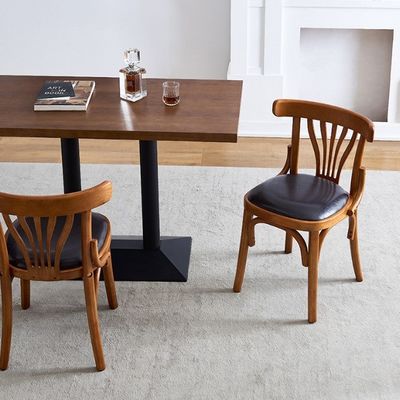 Hotel Restaurante Silla de comedor sin brazos de madera con cubierta de cuero de PU y estructura de madera