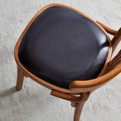 Hotel Restaurante Silla de comedor sin brazos de madera con cubierta de cuero de PU y estructura de madera