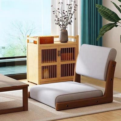 Silla de té de suelo sin piernas de madera tatami japonesa personalizada con respaldo
