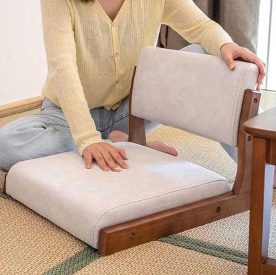 Silla de té de suelo sin piernas de madera tatami japonesa personalizada con respaldo
