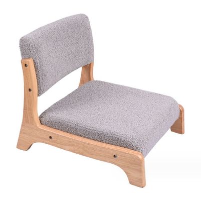 Embalaje de correos estilo japonés Tatami madera sin piernas suelo silla de té de madera sólida con respaldo