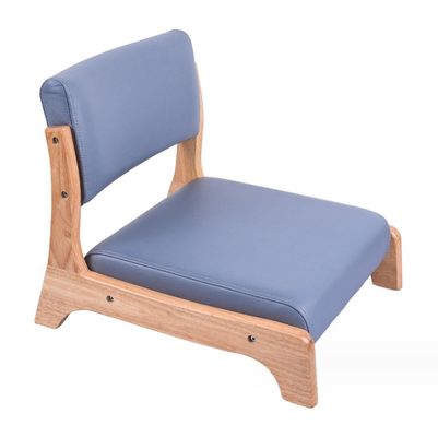 Embalaje de correos estilo japonés Tatami madera sin piernas suelo silla de té de madera sólida con respaldo