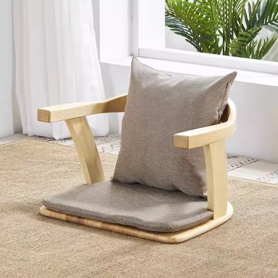 Muebles de sala de estar de madera maciza silla de suelo japonesa tatami con respaldo y sin respaldo