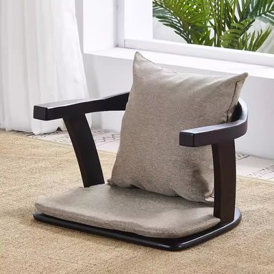 Muebles de sala de estar de madera maciza silla de suelo japonesa tatami con respaldo y sin respaldo