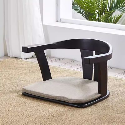 Muebles de sala de estar de madera maciza silla de suelo japonesa tatami con respaldo y sin respaldo